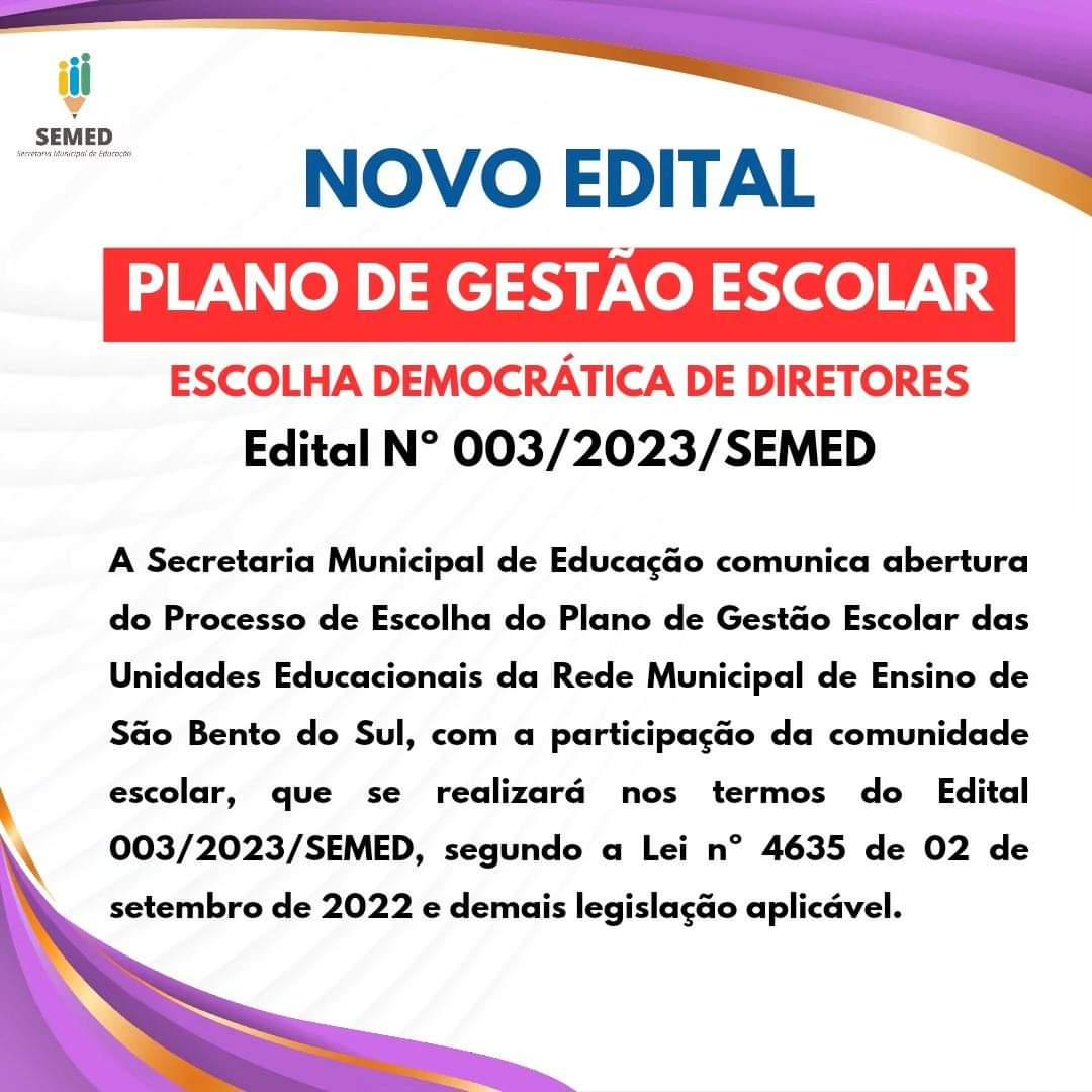 Novo edital para  participarem da escolha democrática de diretores