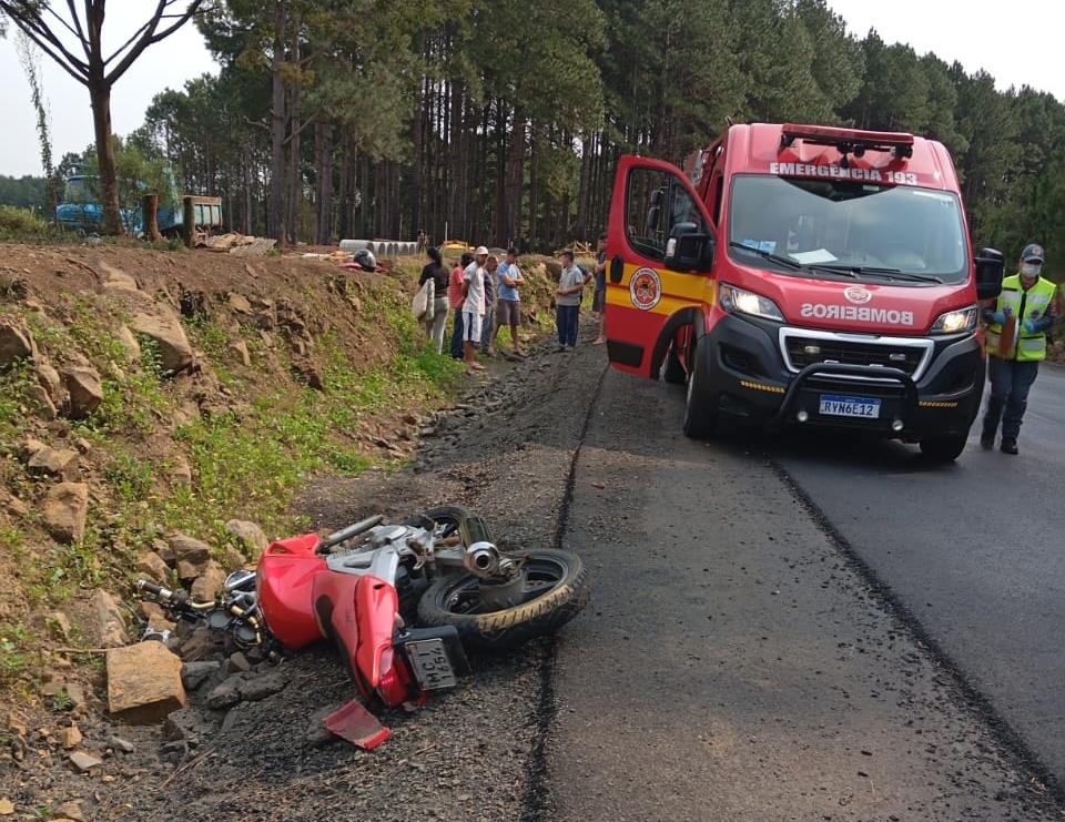 Motociclista ferido em acidente em Lebon Régis