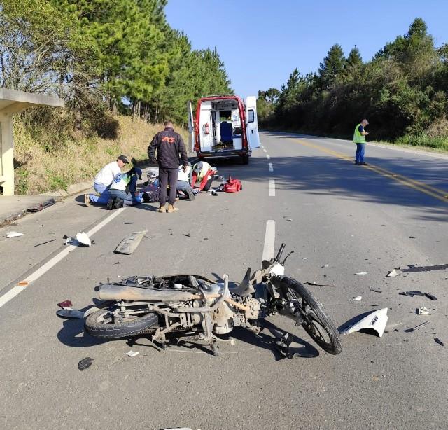 Acidente na SC 112 deixa motociclista com ferimentos graves em Rio Negrinho