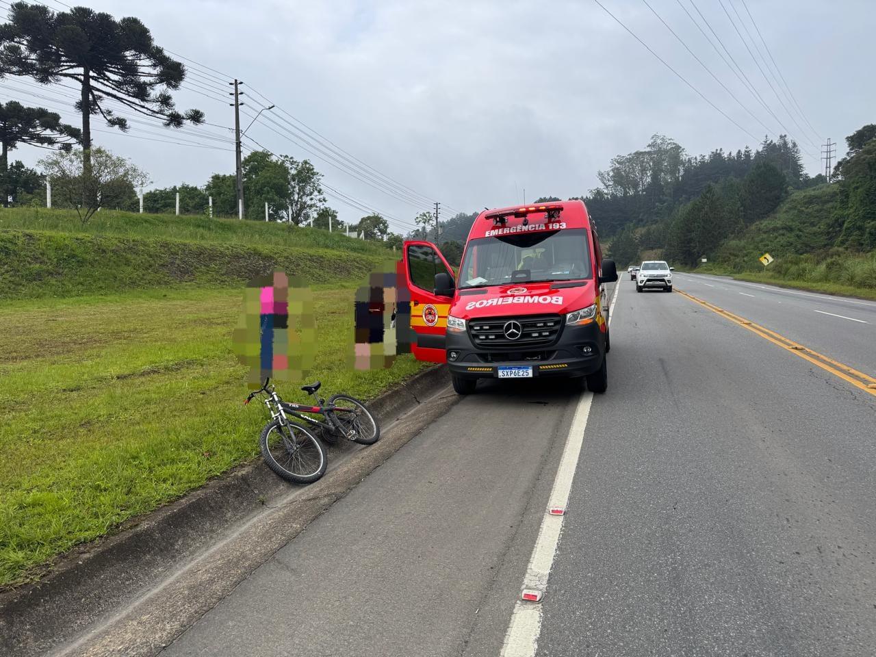 Ciclista fica ferido após queda na SC A280C em São Bento do Sul