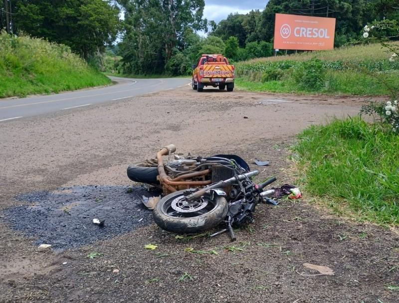 Motociclista fica gravemente ferido após saída de pista na SC-350 em Lebon Régis