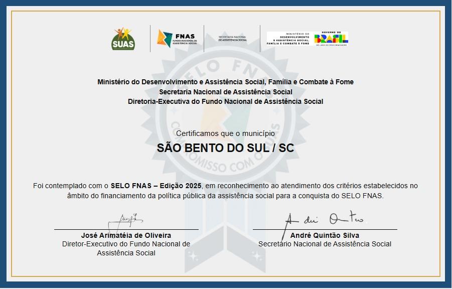 São Bento do Sul  ganha premio de referência em Assistência Social