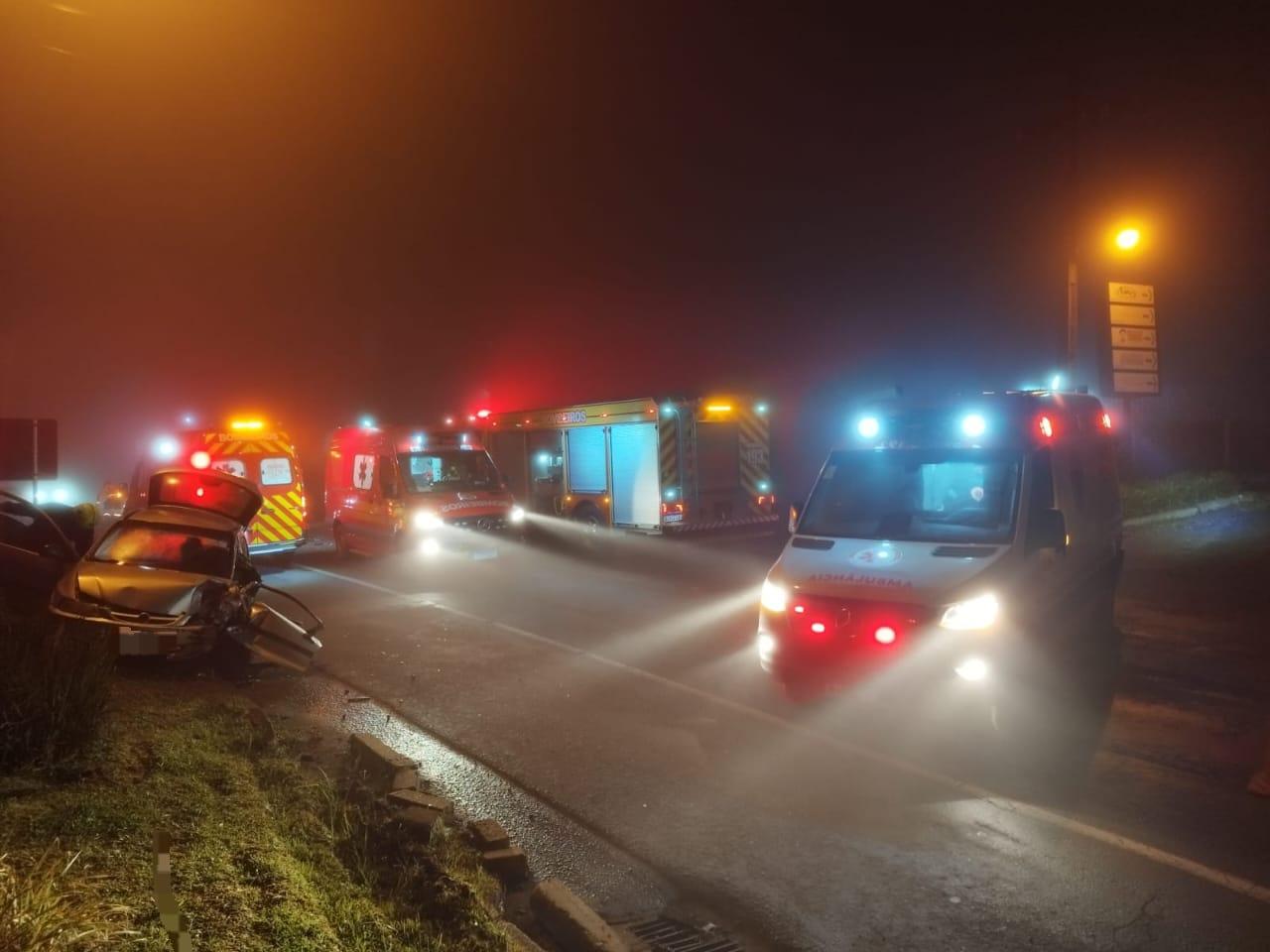 Colisão frontal na SC-418 deixa quatro pessoas feridas em São Bento do Sul