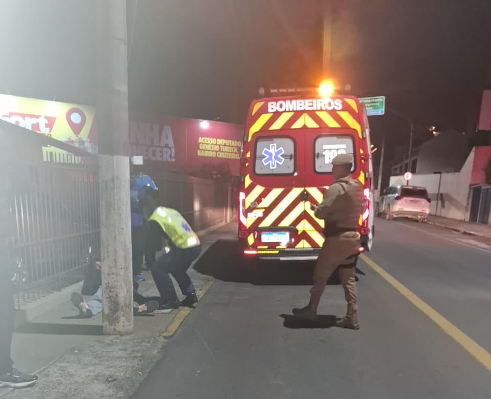 Acidente deixa motociclista ferido no Centro de São Bento do Sul
