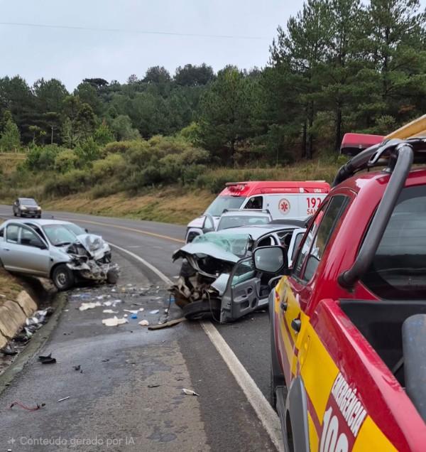 Idoso morre em grave acidente envolvendo três veículos na BR-282, em São José do Cerrito