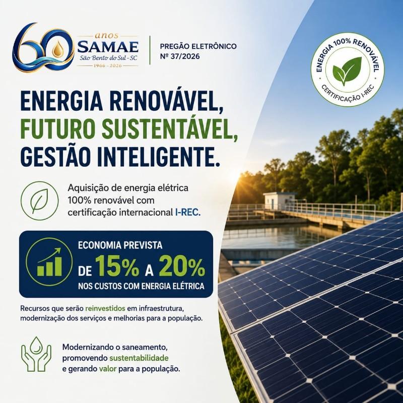 Samae de São Bento do Sul investe em energia renovável