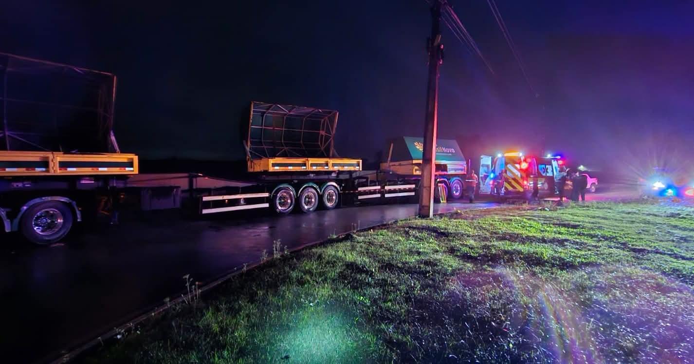 Tragédia na BR-280: trabalhador morre prensado por carreta durante a madrugada em São Francisco do Sul