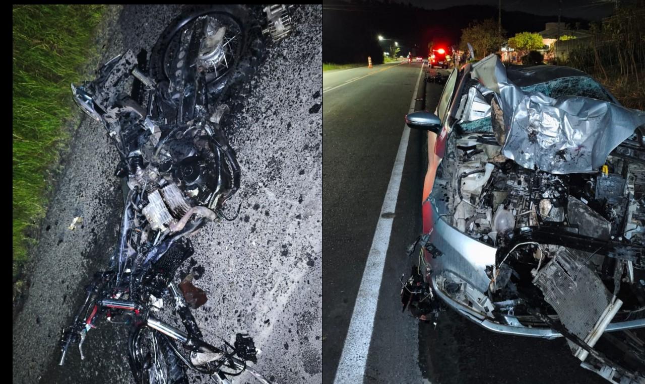 Colisão frontal deixa um morto e quatro feridos na SC 350 em Rio do Sul 