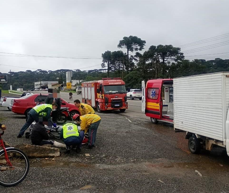 Motociclista fica ferido após colisão com carro na BR-280, em Rio Negrinho