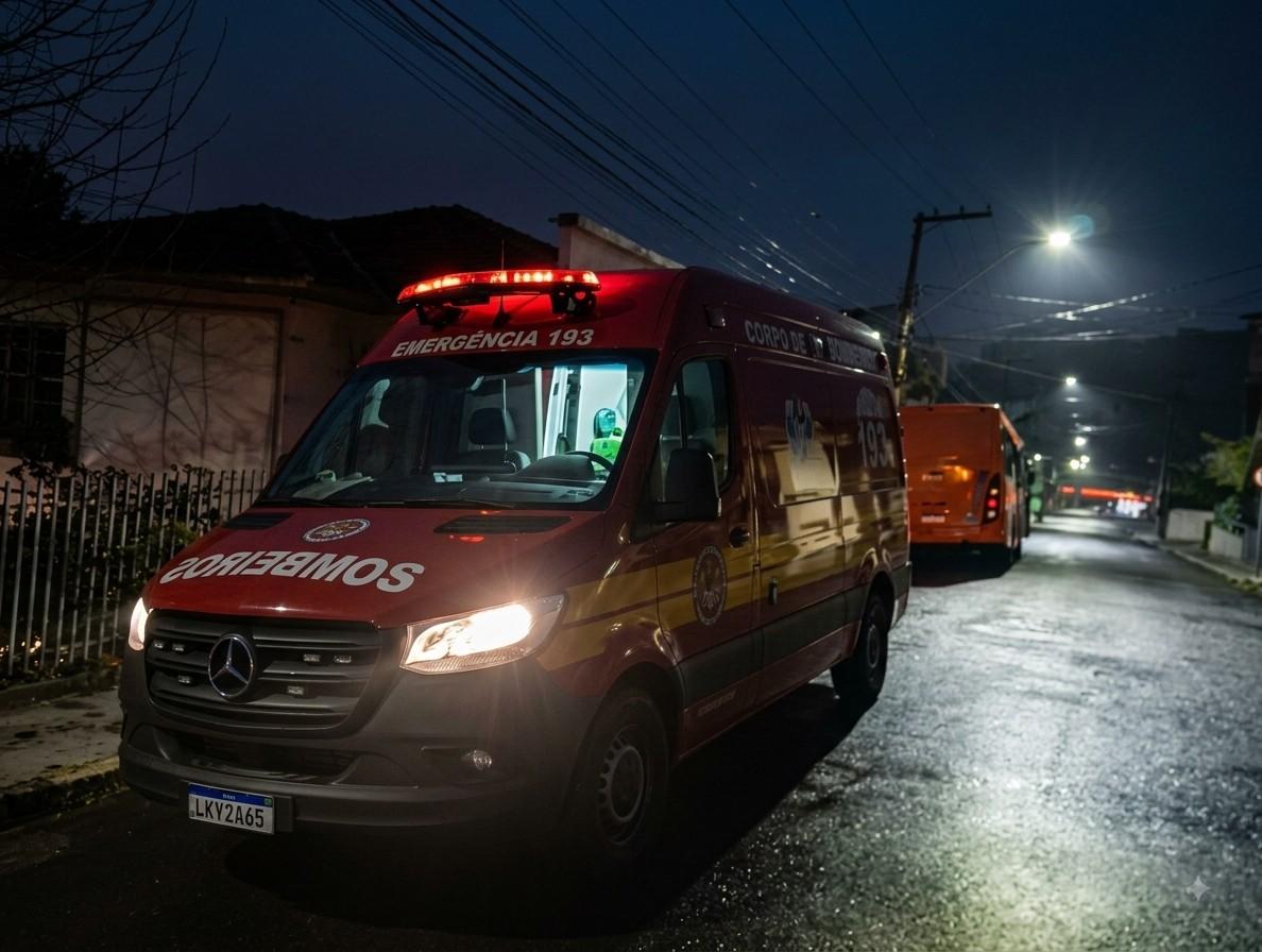 Motociclista fica ferido após colisão com ônibus no Centro de São Bento do Sul