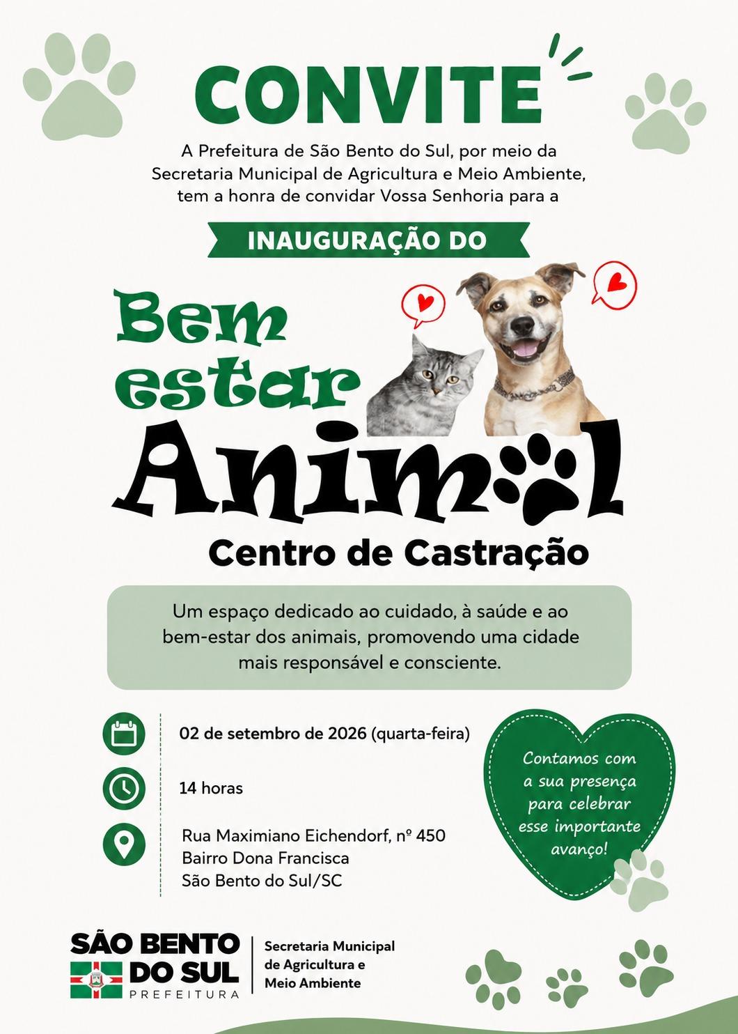 São Bento do Sul inaugura Centro de Castração Bem-Estar Animal