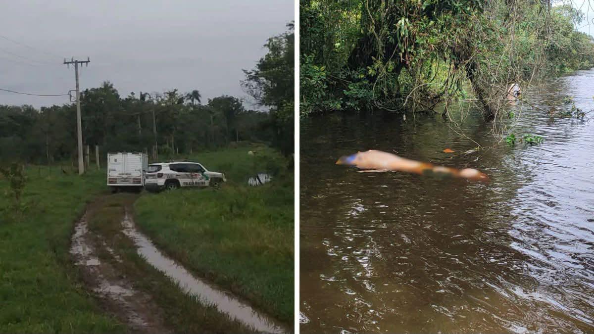 Pescador encontra corpo amarrado dentro de saco boiando em rio de Itapoá