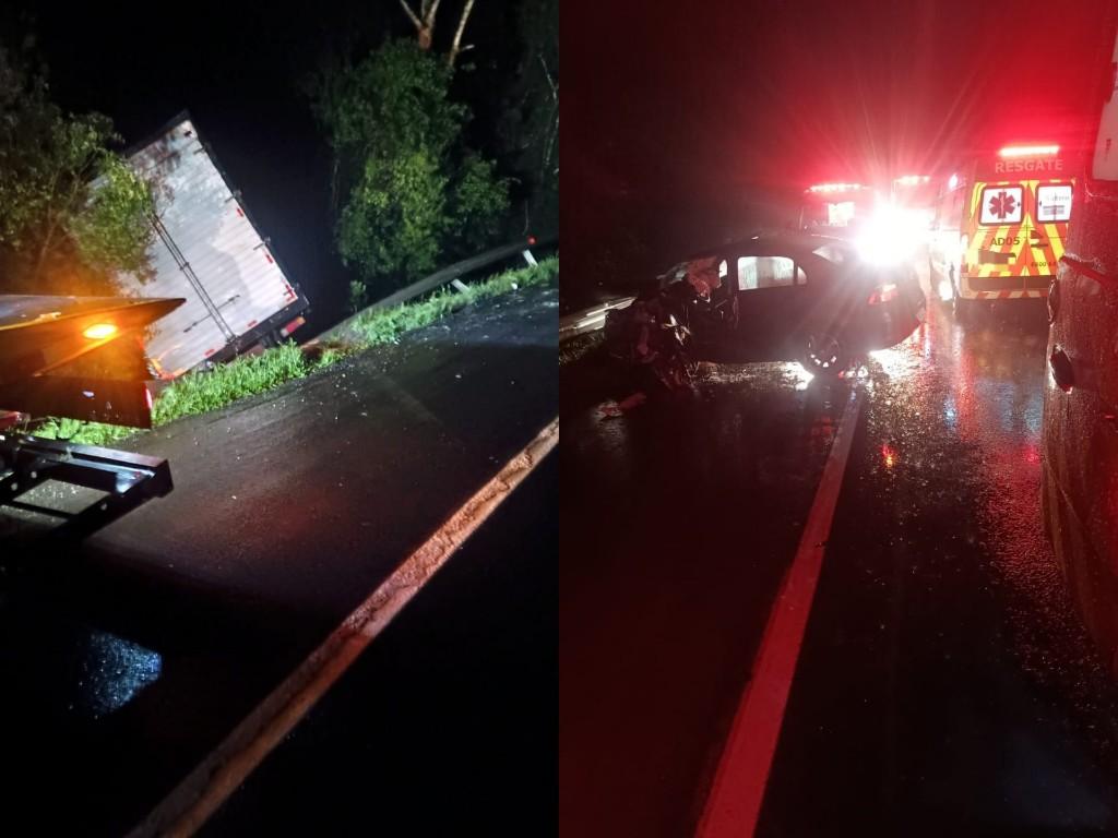 Acidente entre carro e caminhão deixa dois motoristas feridos na BR-116, em Monte Castelo