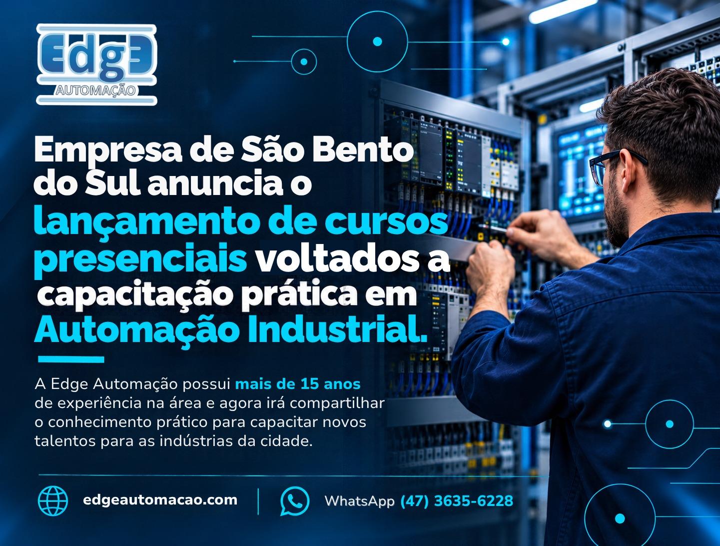 Com 15 anos de atuação, EDGE Automação Industrial lança cursos práticos para capacitar profissionais em São Bento do Sul