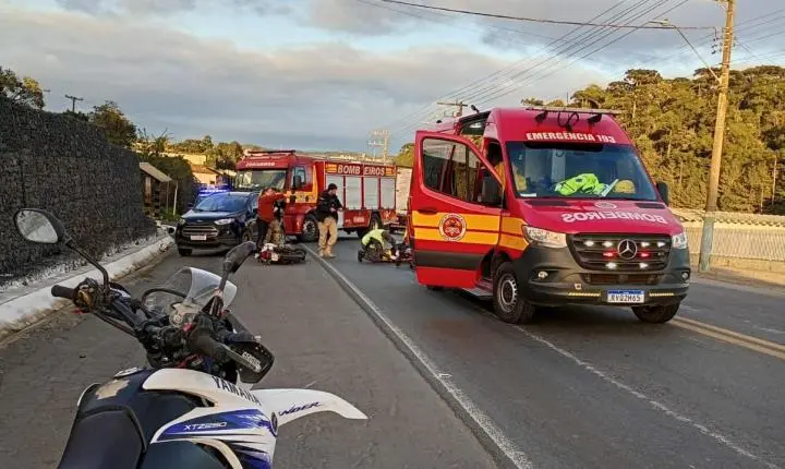 Colisão entre duas motos deixa dois homens feridos na BR-280, em Rio Negrinho