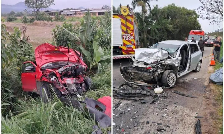 Colisão frontal deixa uma pessoa morta e duas feridas na SC-410, em Canelinha