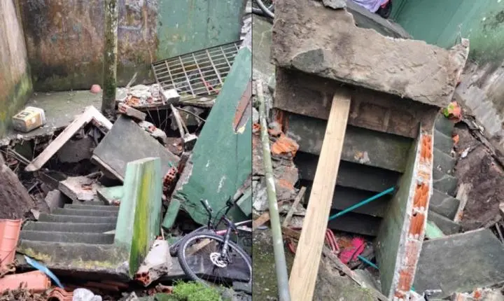Duas crianças são soterradas após escada de imóvel desabar em Balneário Camboriú