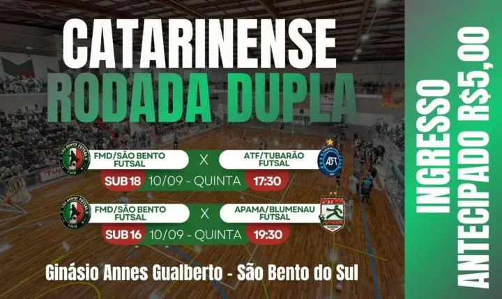 Futsal tem rodada dupla no Annes Gualberto em São Bento do Sul 