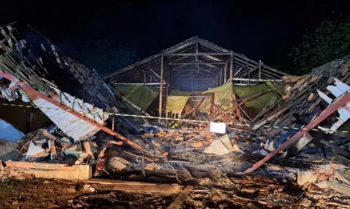 Incêndio destrói parte de aviário com 8,8 mil frangos em Iomerê