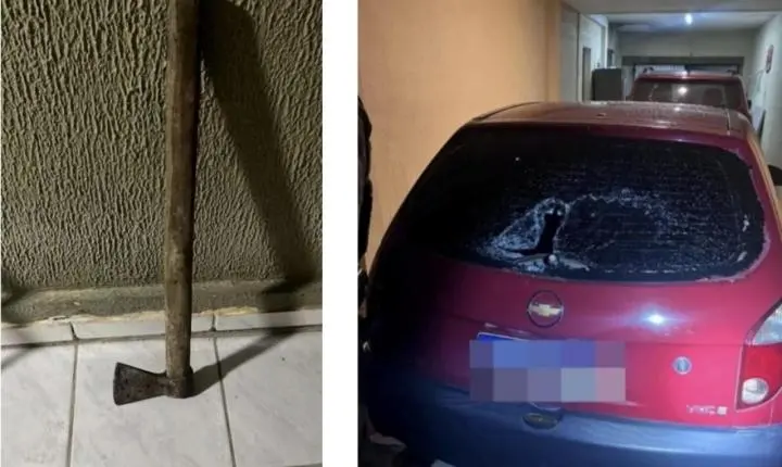 Jovem  é preso após ameaçar familiares com machado e ferir a própria avó em Mafra
