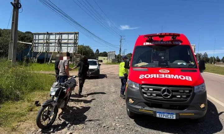 Motociclista de 17 anos fica ferido após sofrer queda na BR-280, em São Bento do Sul