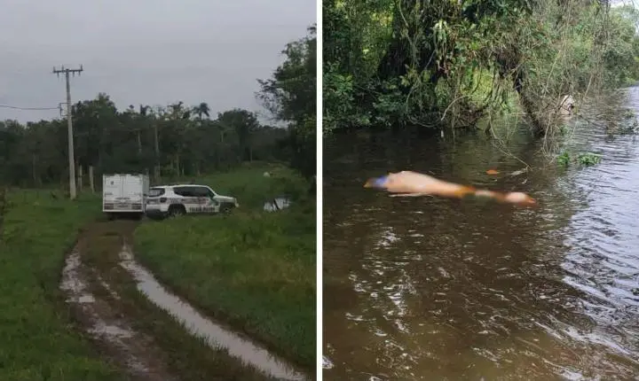 Pescador encontra corpo amarrado dentro de saco boiando em rio de Itapoá
